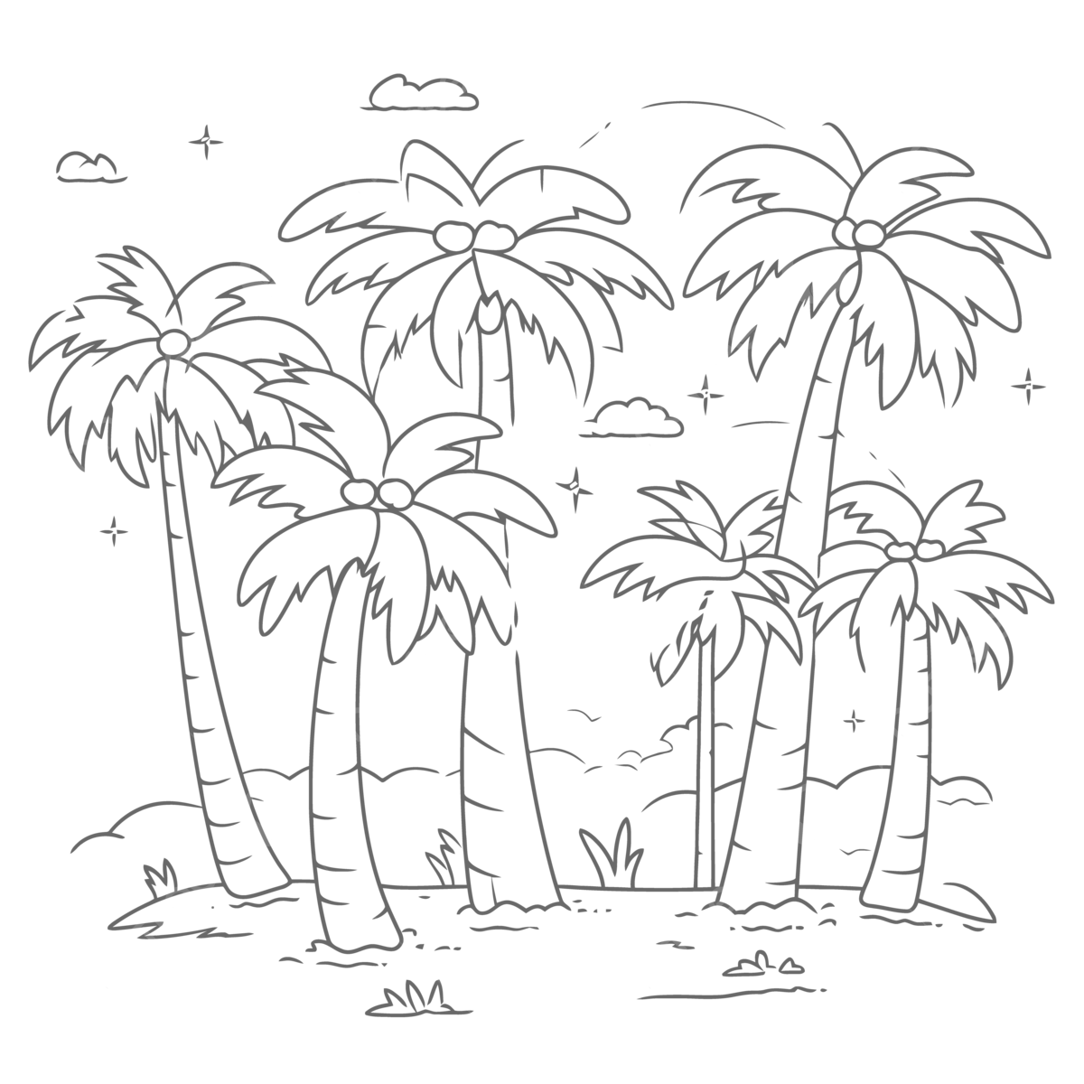 Coloring page with palm trees outline sketch drawing vector palm tree drawing tree drawing wing drawing png and vector with transparent background for free download