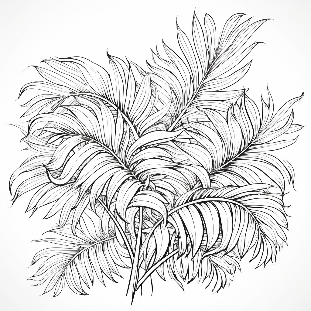 Palm tree leaves coloring pages