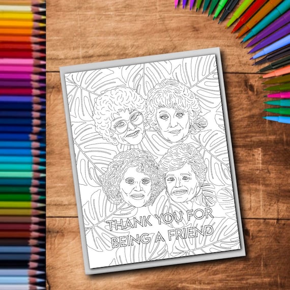 Coloring book instant download the golden girls with palm leaves download now