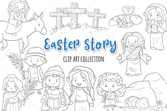 Cute easter story clip art jesus easter story palm sunday resurrection easter clipart easter sublimation