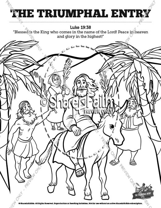 Luke the triumphal entry sunday school coloring pages â