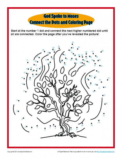 Connect the dots bible coloring pages on sunday school zone