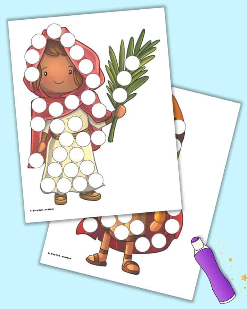 Free printable easter story dot marker coloring pages