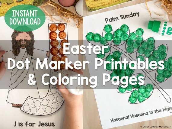 Easter holy week dot marker printables and coloring pages