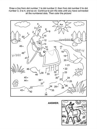 Connect the dots picture puzzle and coloring page