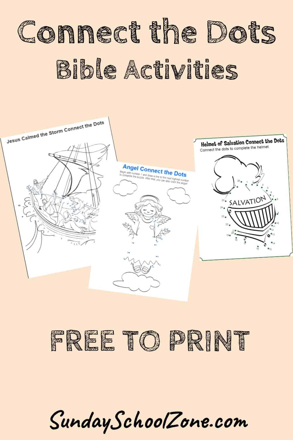 Connect the dots bible coloring pages on sunday school zone