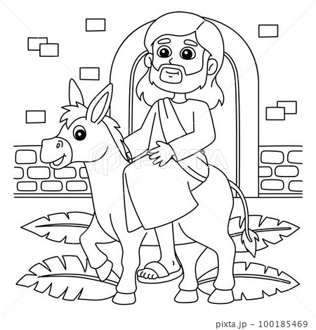 Christian jesus on palm sunday coloring page