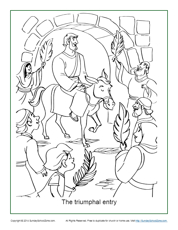 Free printable palm sunday coloring page on sunday school zone