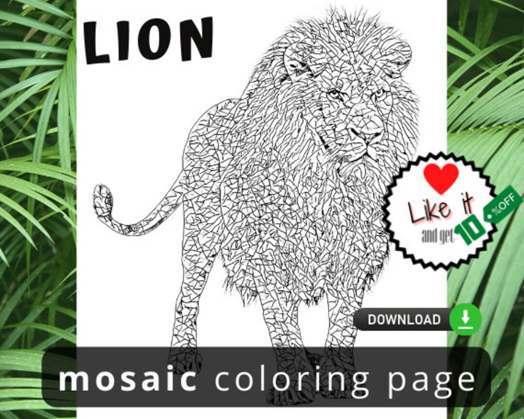 Lion coloring page lion coloring stained glass coloring pages coloring page for adult printable coloring pages adult instant download