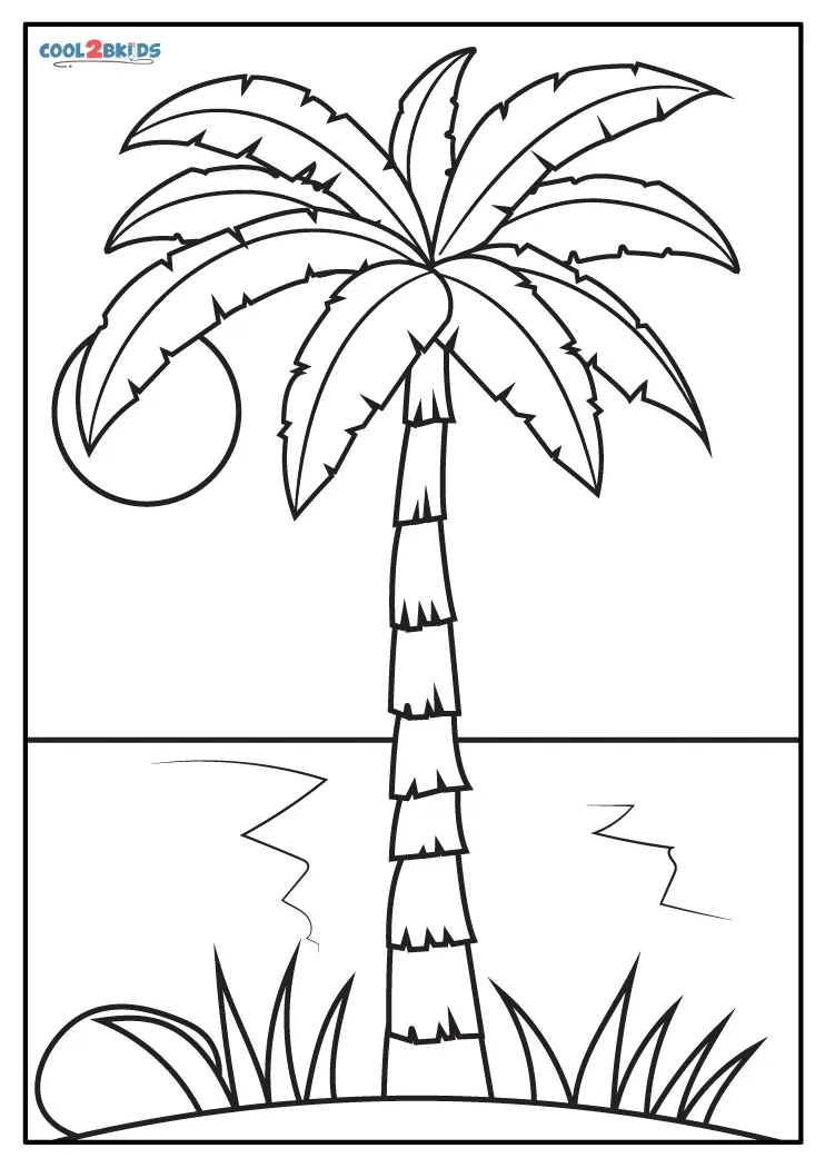 Free printable palm tree coloring pages for kids