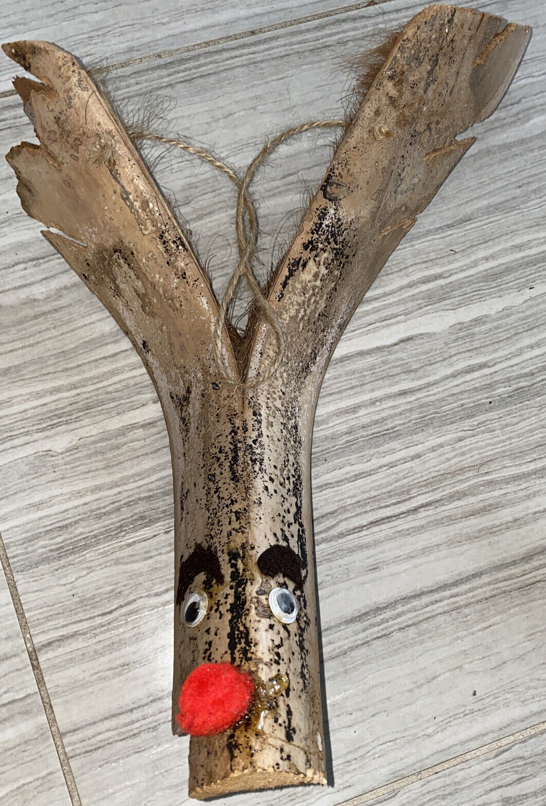 Rudolph the red nose reindeer christmas hand made florida palm tree wood decorâï