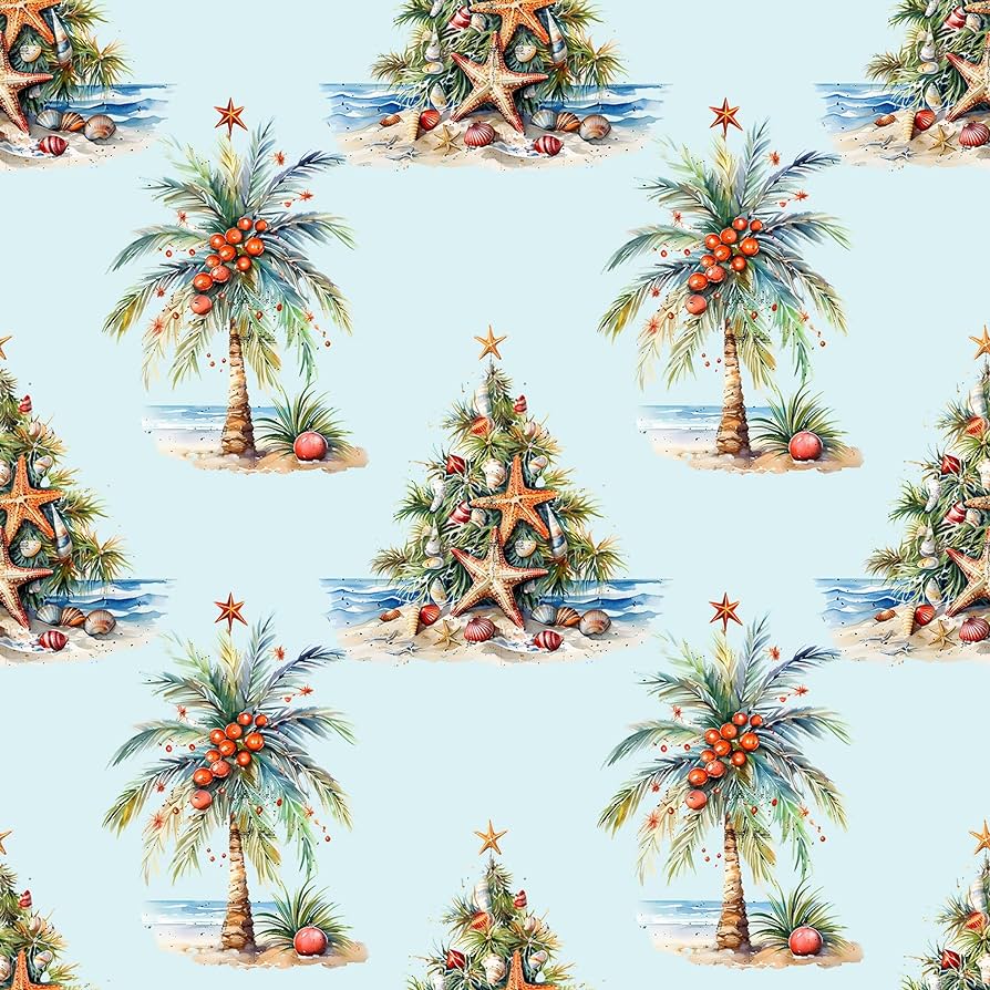 Festive palm tree christmas tree luxury gift wrap tropical thick wrapping paper beach lover decor foot x inch roll health household