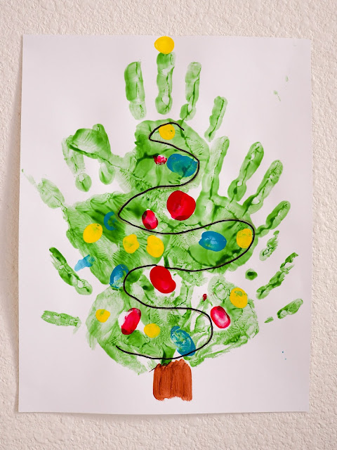 Little hiccups hand print christmas trees