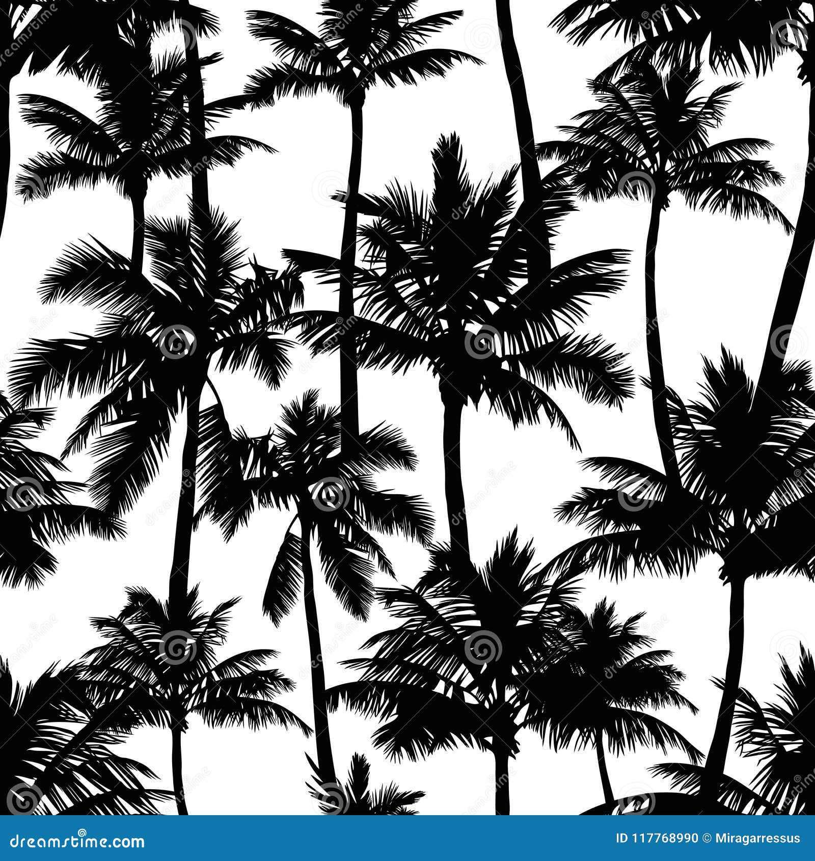 Black palm tree illustrations vectors