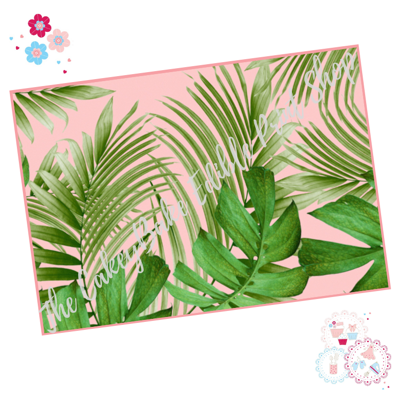 Tropical leaves a edible printed sheet