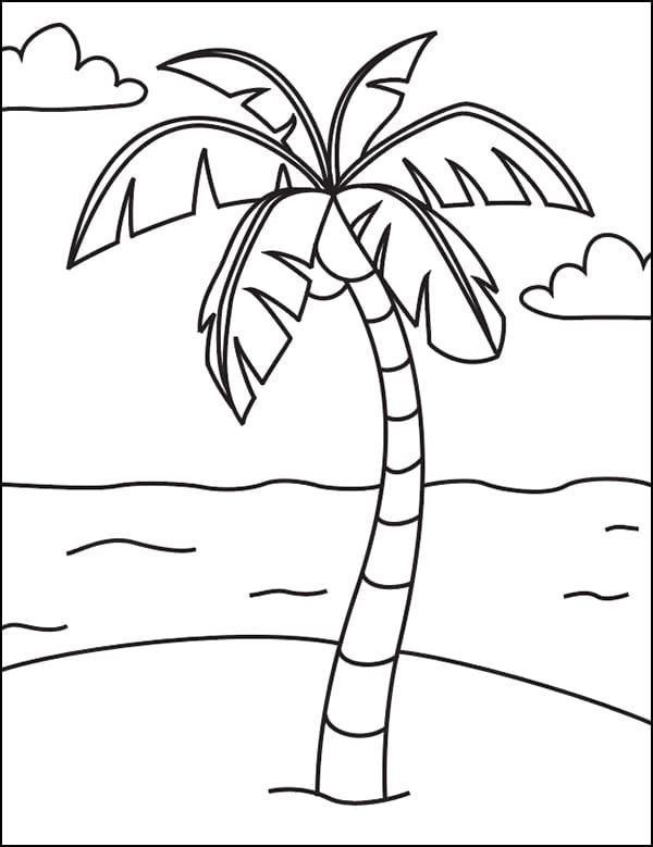 Easy how to draw a palm tree tutorial and palm tree coloring page tree coloring page palm tree drawing tree drawing