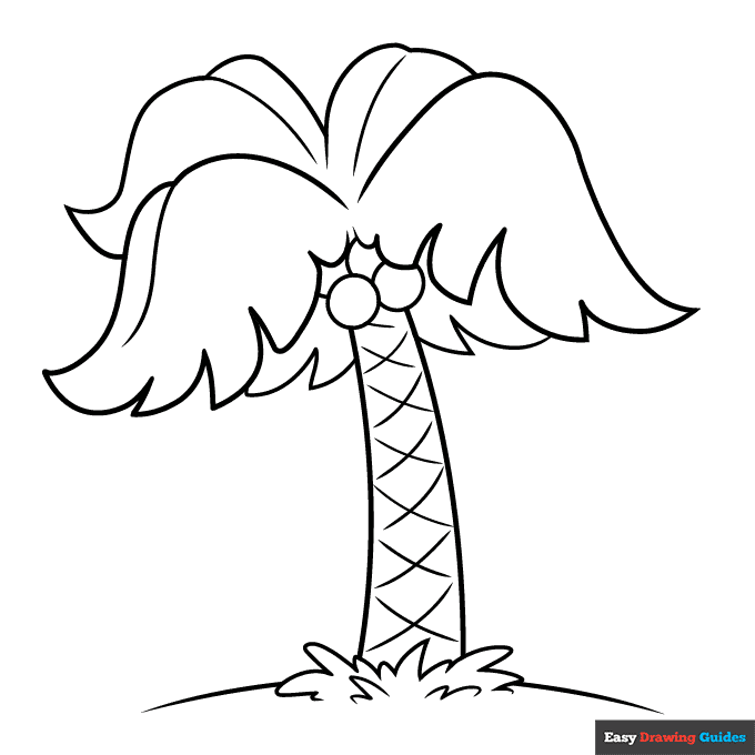 Easy cartoon palm tree coloring page easy drawing guides