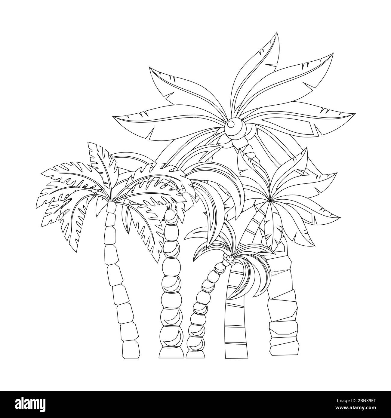 Palm trees for coloring book pages design isolated on white background vector illustration stock vector image art