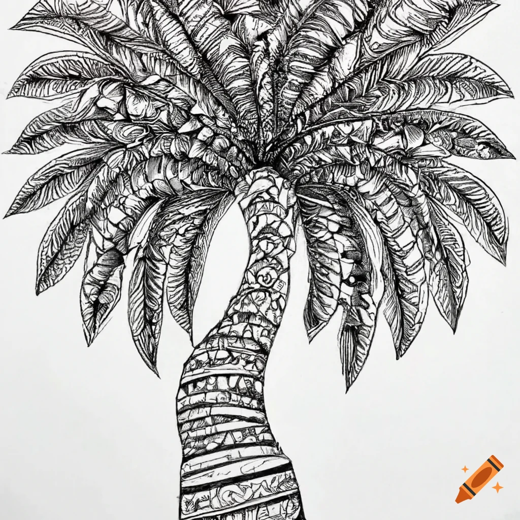 Palm tree mandala coloring page on