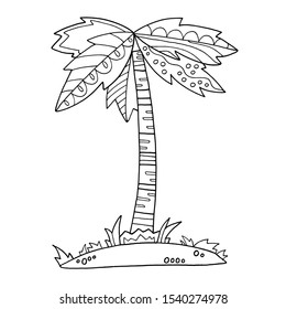 Funny coloring book palm tree printable stock illustration