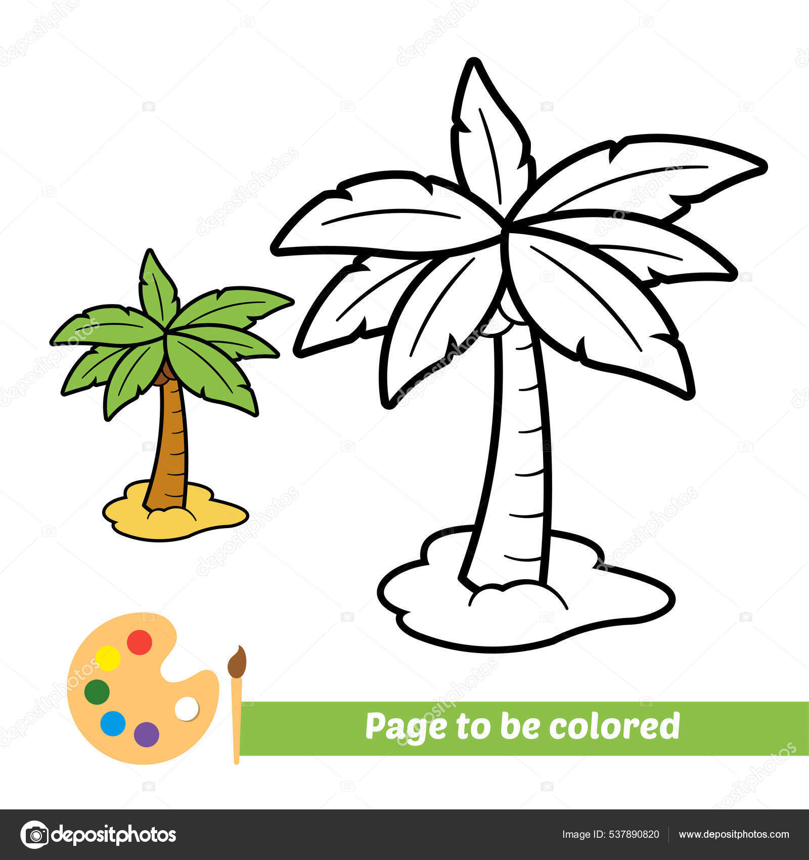 Coloring book kids palm tree vector stock vector by fuatprasgmail