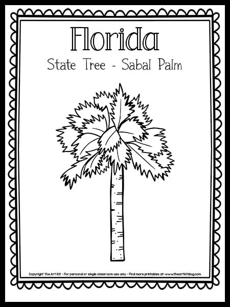 Florida state tree sabal palm coloring page free printable â the art kit