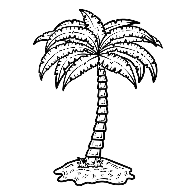 Premium vector summer palm tree line art coloring page for adult