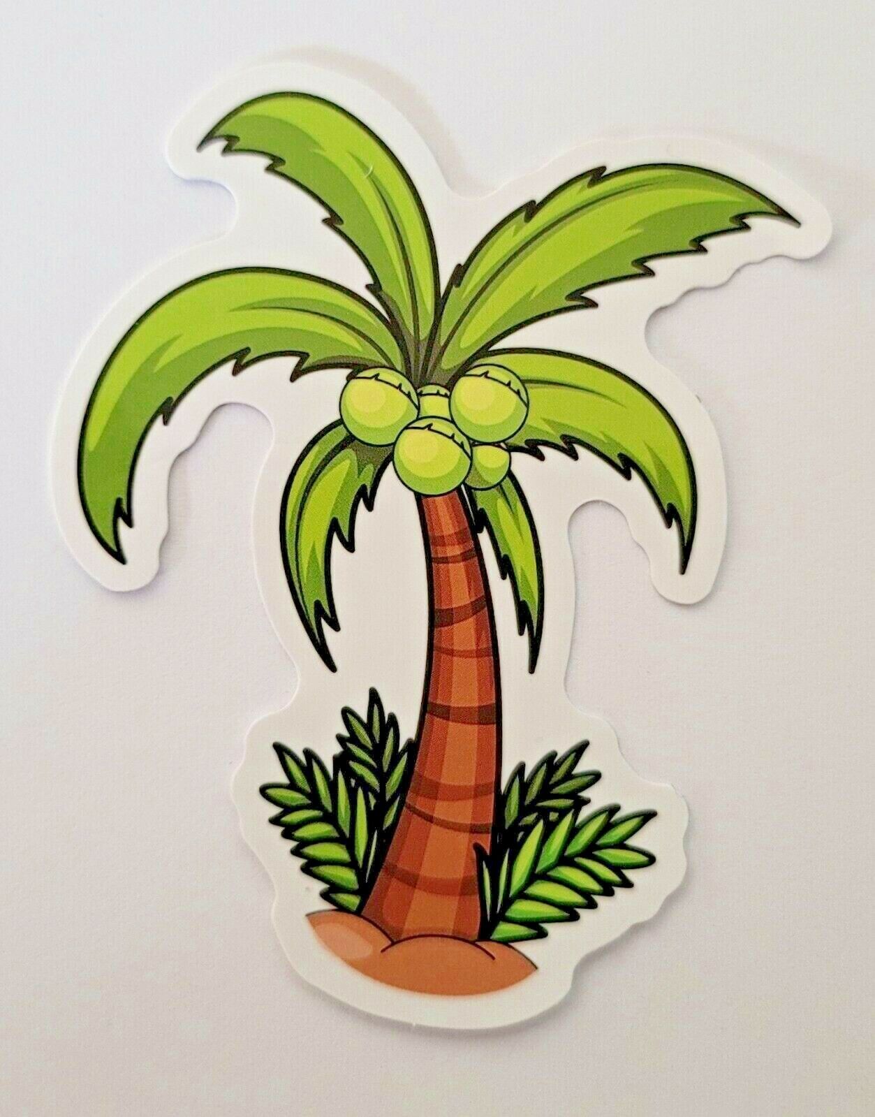 Cartoon palm tree green with coconuts cool tropical sticker decal embellishment