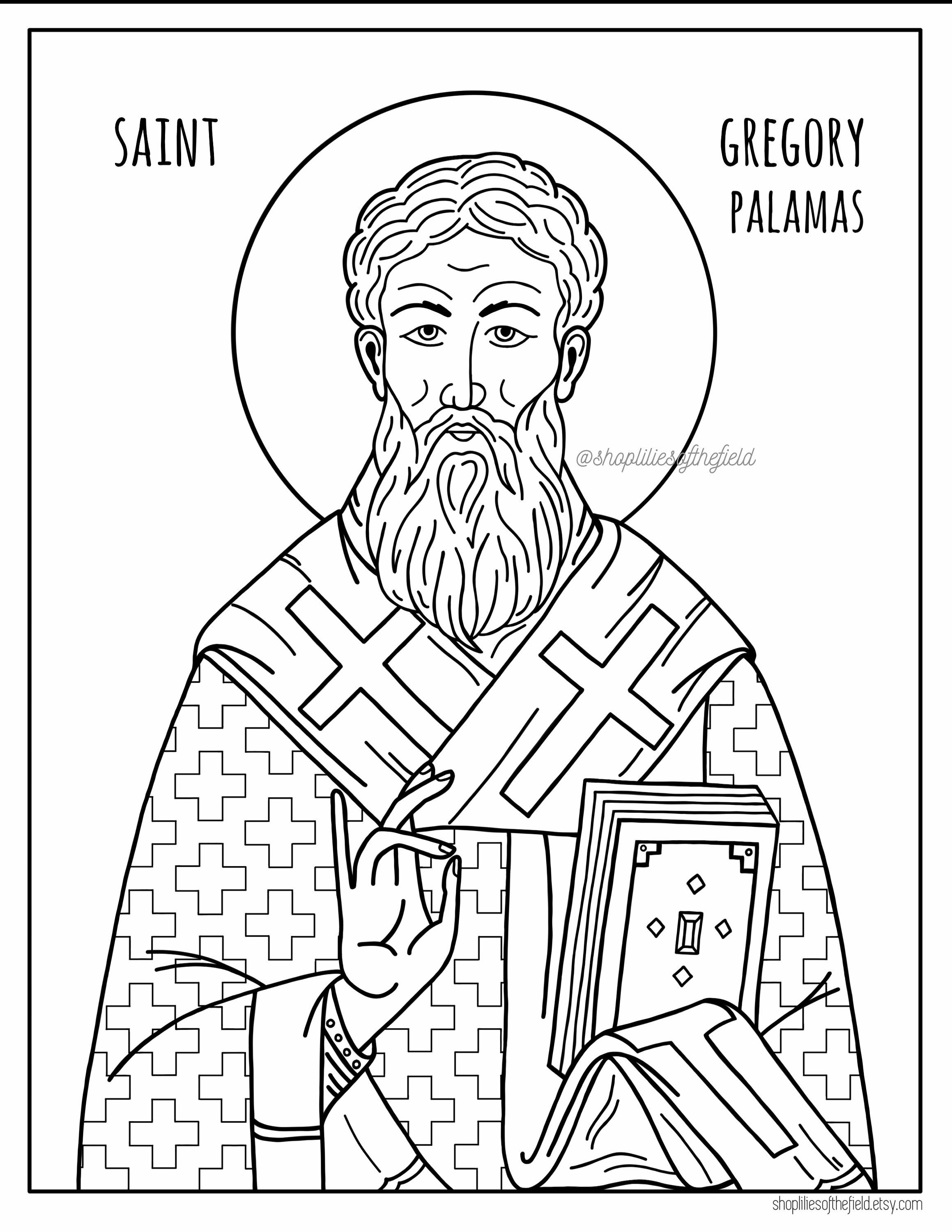 St gregory palamas icon coloring page instant download