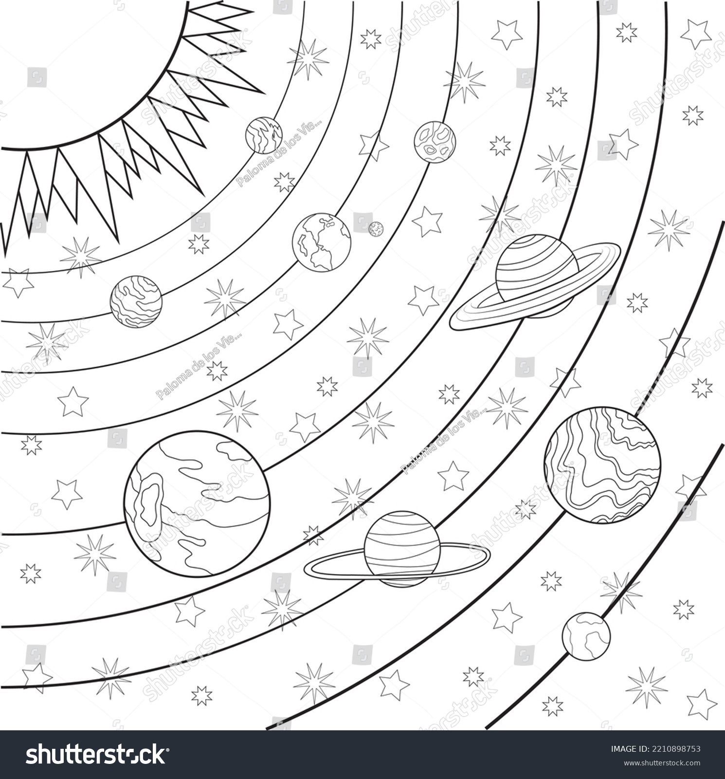 Solar system drawing coloring page all stock vector royalty free