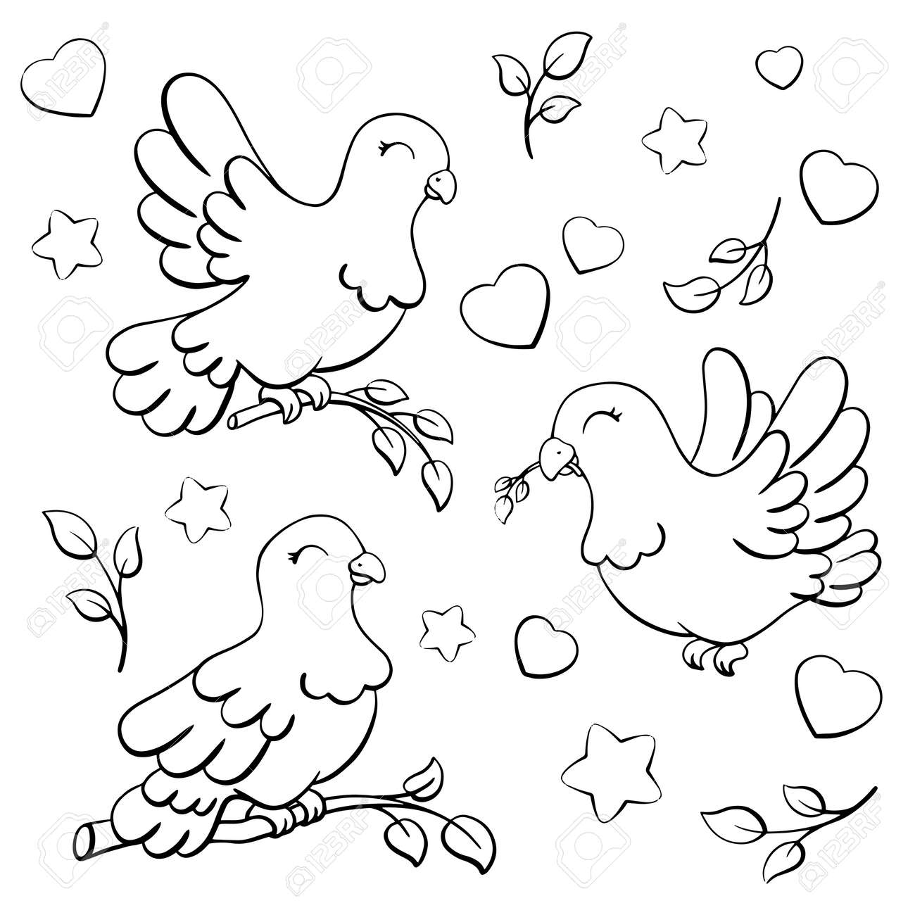 Dove is a symbol of peace and love coloring page for kids digital stamp cartoon style character vector illustration isolated on white background royalty free svg cliparts vectors and stock illustration image