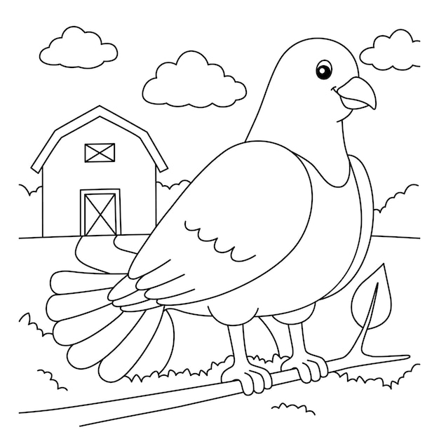 Premium vector pigeon coloring page for kids