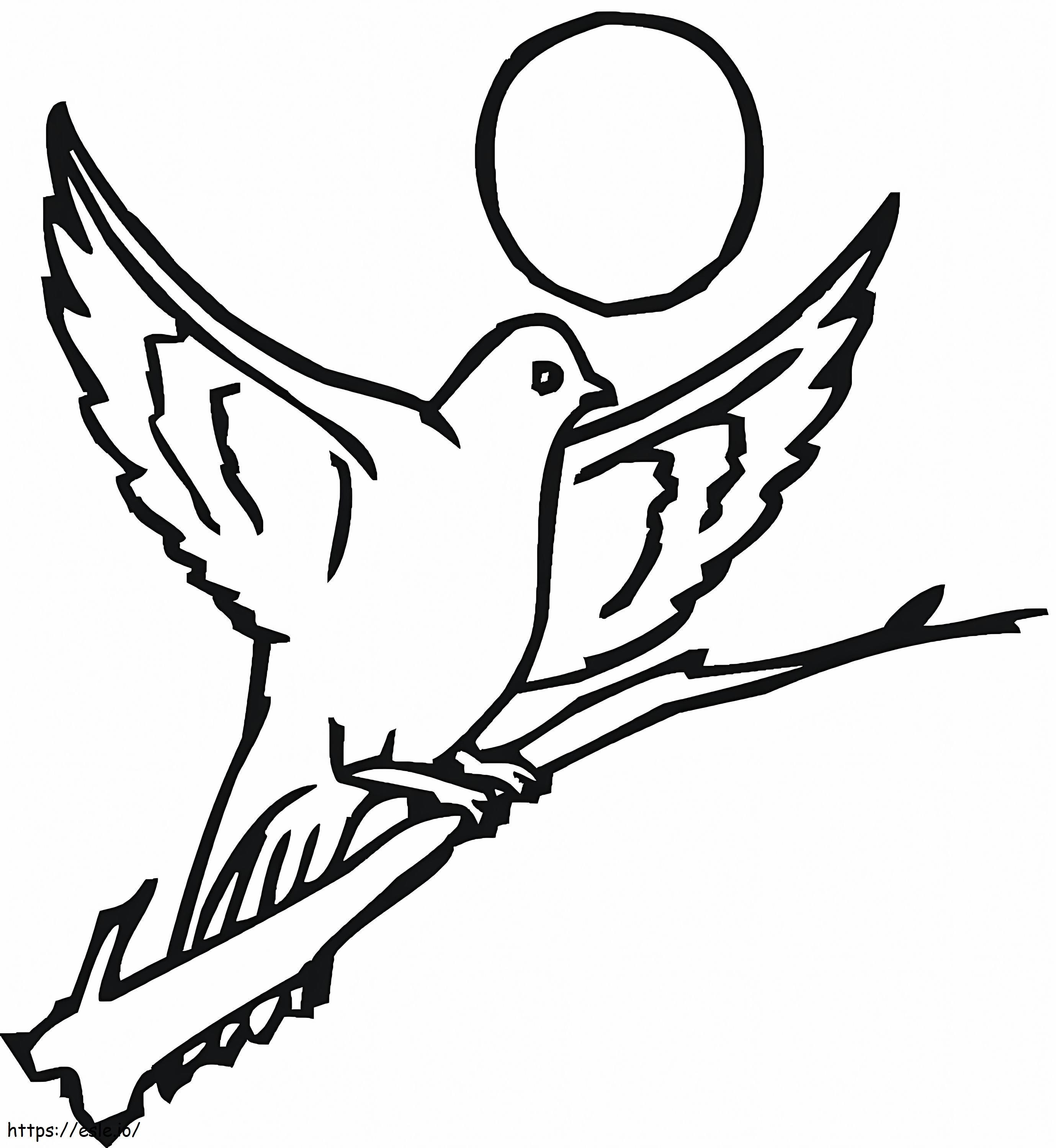 Dove and sun coloring page