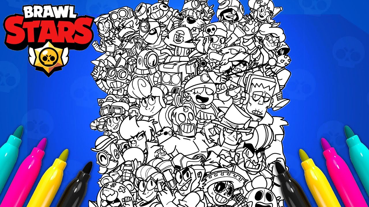 Brawl stars all tier coloring page all brawlers coloring set