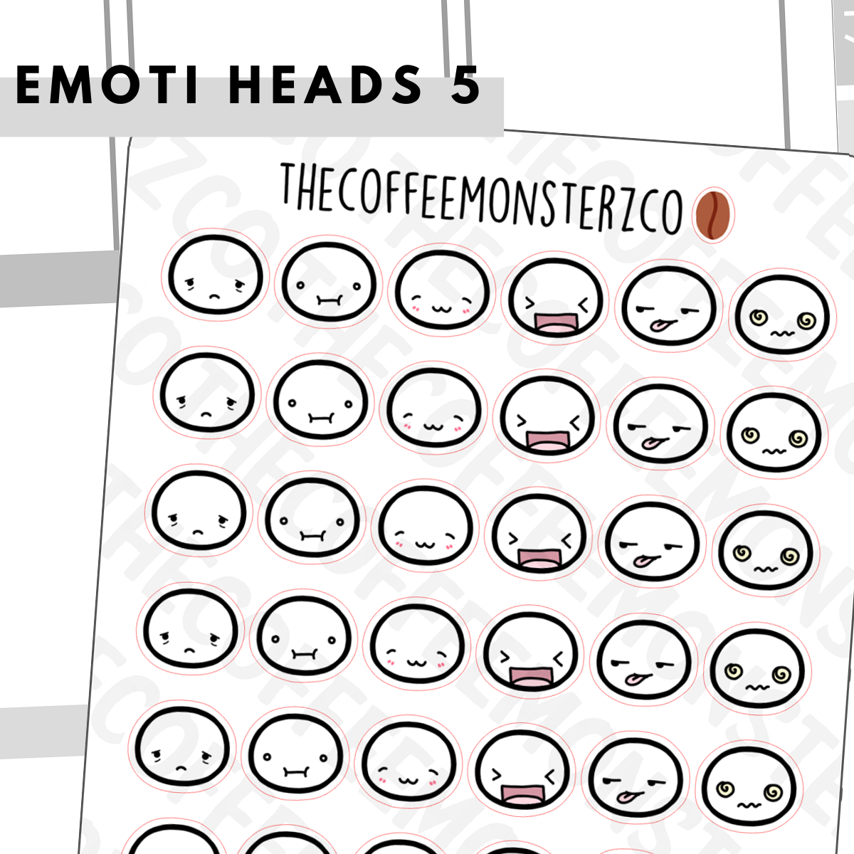 Emoti heads sheet bundle mood tracker planner stickers â