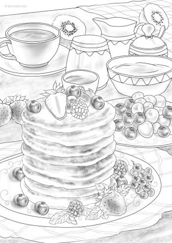 Pancakes printable adult coloring page from favoreads coloring book pages for adults and kids coloring sheets colouring designs