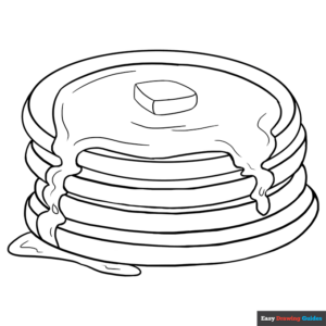 Pancakes coloring page easy drawing guides