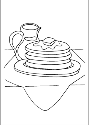 Pancakes and syrup coloring page