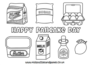 Pancake day ingredients louring page