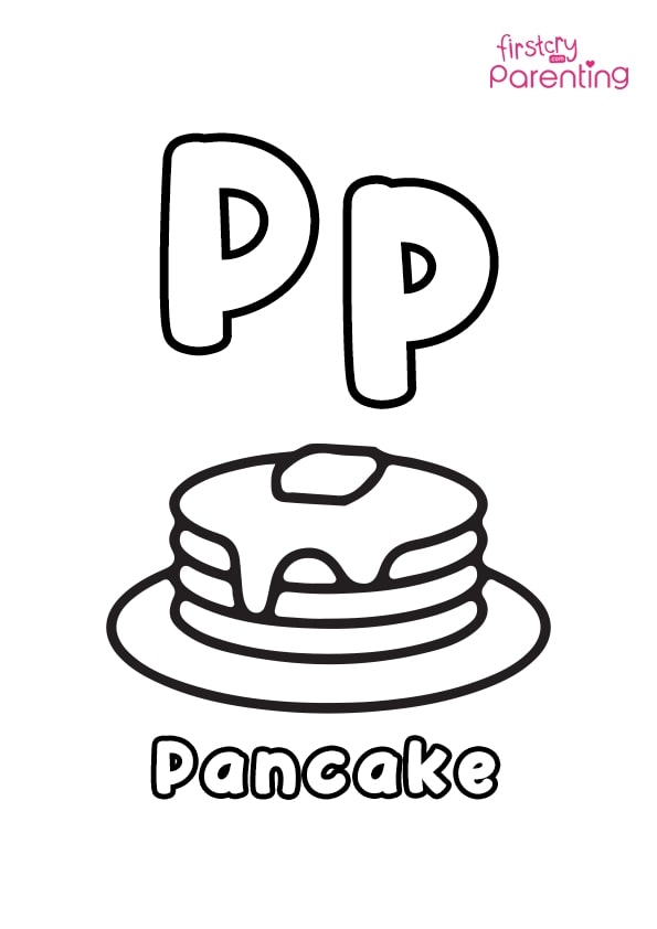 P for pancake coloring page for kids