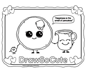 Pancake and syrup coloring page â draw so cute