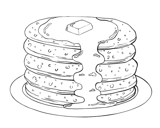 Pancakes coloring page vectors illustrations for free download