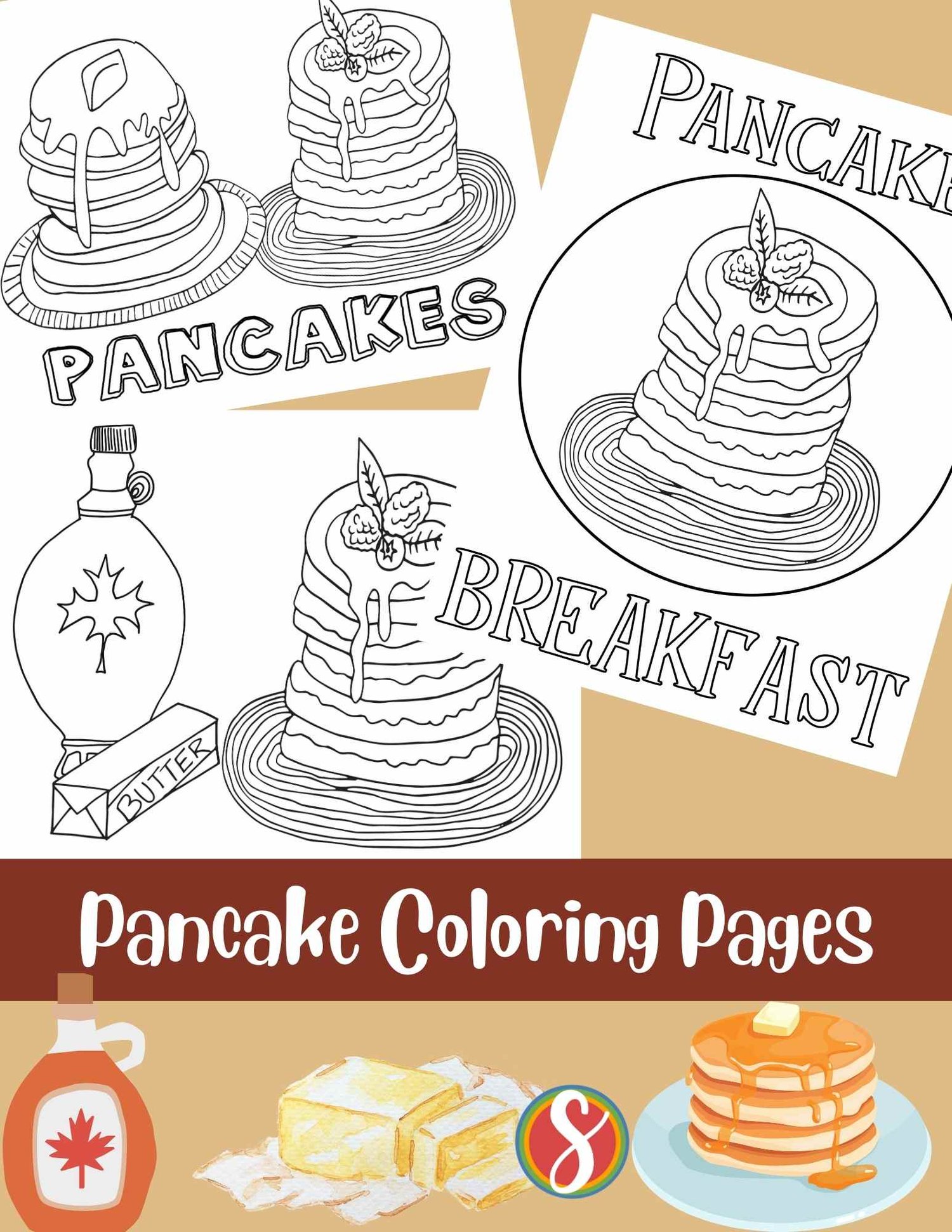 Free pancakes coloring pages â stevie doodles