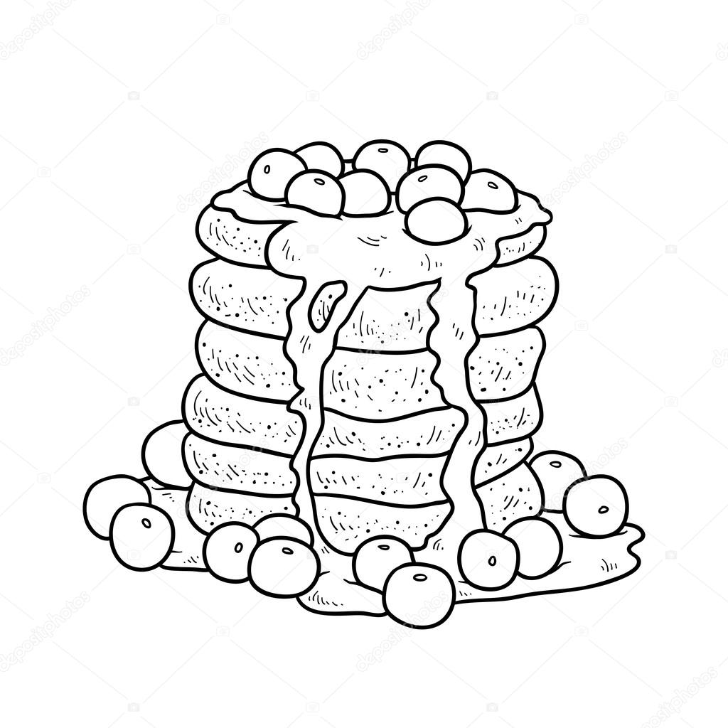 Coloring book vector pancakes with blueberry stock vector by ksenyasavva