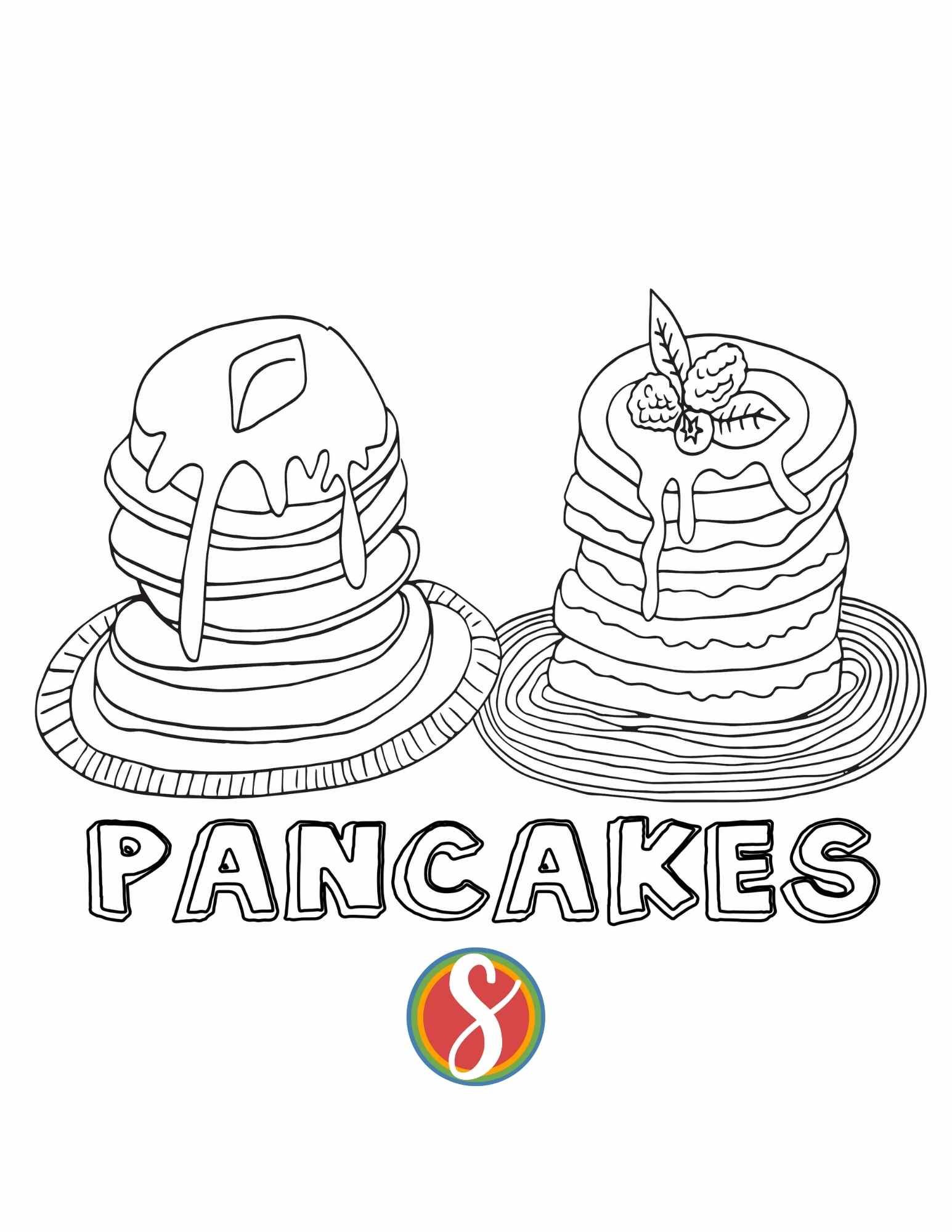 Free pancakes coloring pages â stevie doodles