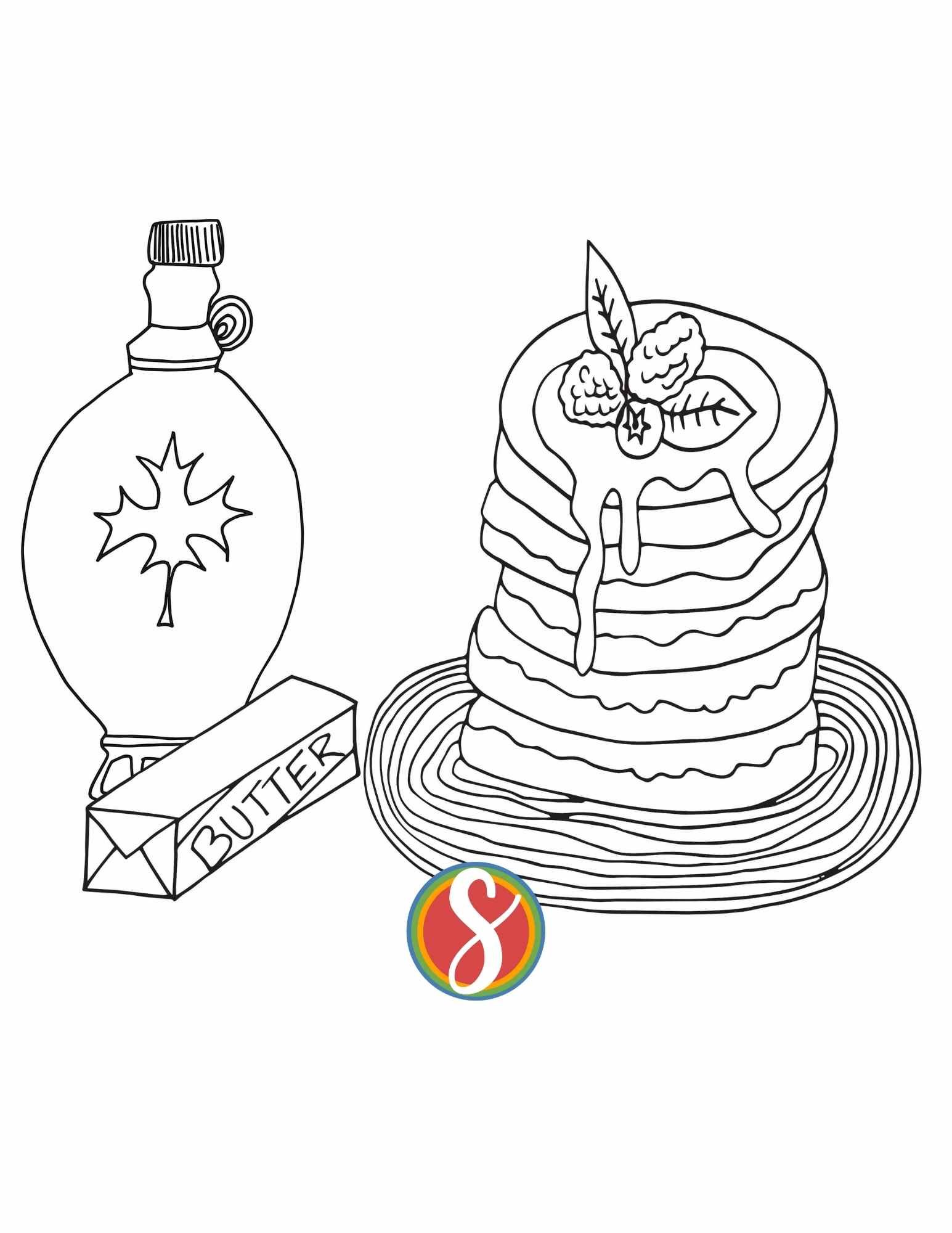 Free pancakes coloring pages â stevie doodles