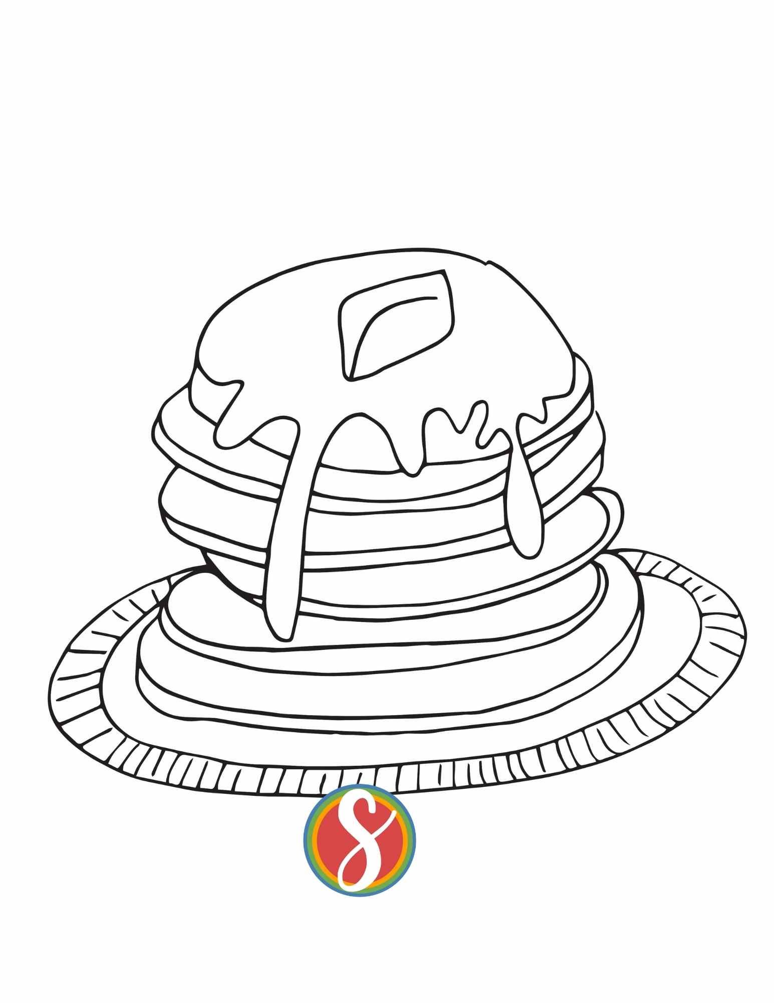 Free pancakes coloring pages â stevie doodles