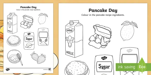 Pancake ingredients louring page teacher made