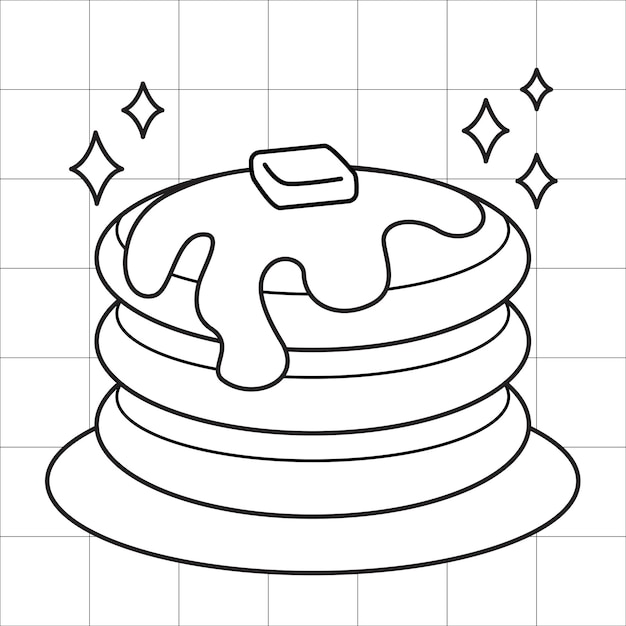 Premium vector cute pancakes coloring page