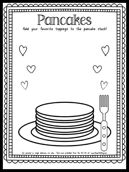 Pancake coloring page with drawing prompt free printable â the art kit